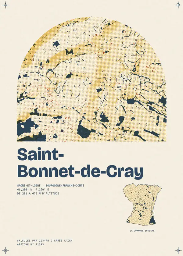 Affiche de Saint-Bonnet-de-Cray, calculée par 123-fr d'après l'IGN