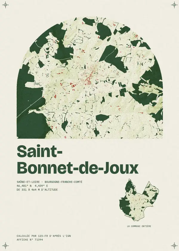 Affiche de Saint-Bonnet-de-Joux, calculée par 123-fr d'après l'IGN