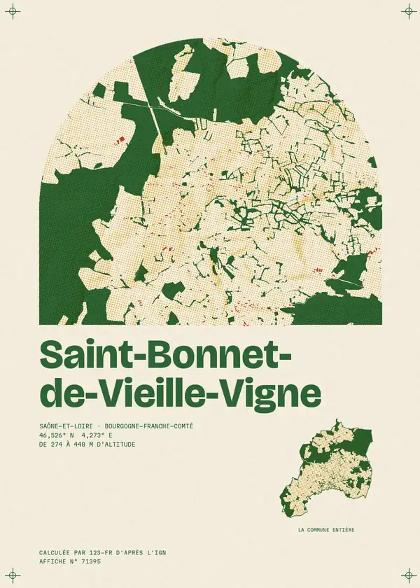 Affiche de Saint-Bonnet-de-Vieille-Vigne, calculée par 123-fr d'après l'IGN