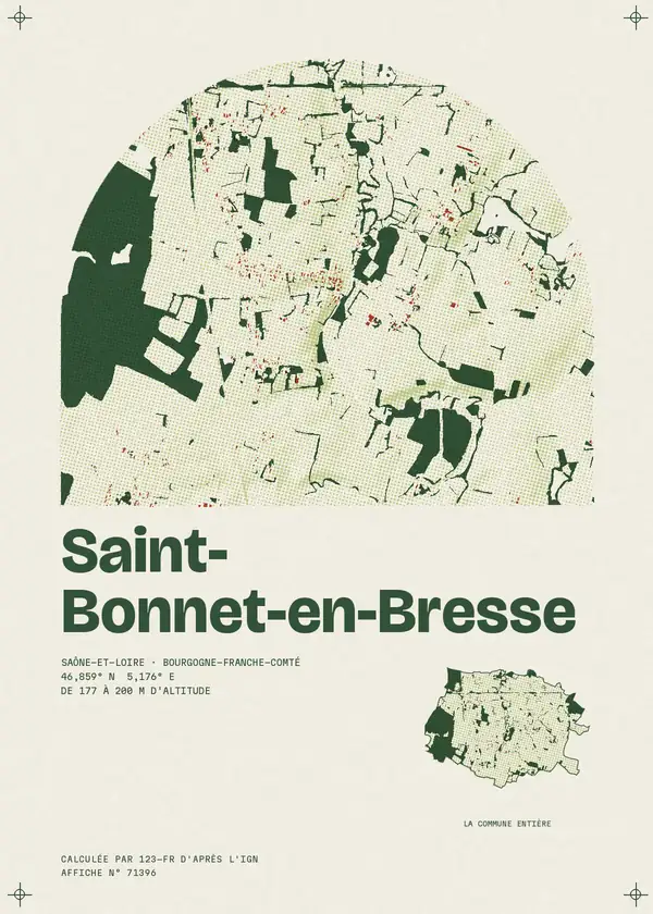 Affiche de Saint-Bonnet-en-Bresse, calculée par 123-fr d'après l'IGN