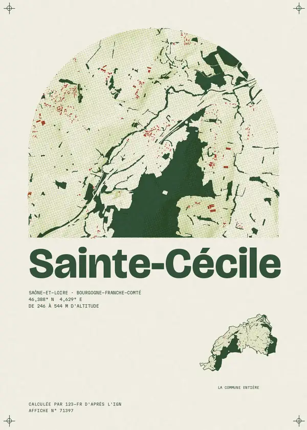 Affiche de Sainte-Cécile, calculée par 123-fr d'après l'IGN