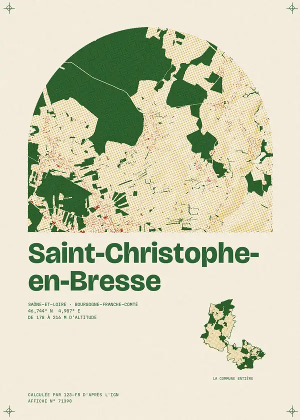 Affiche de Saint-Christophe-en-Bresse, calculée par 123-fr d'après l'IGN