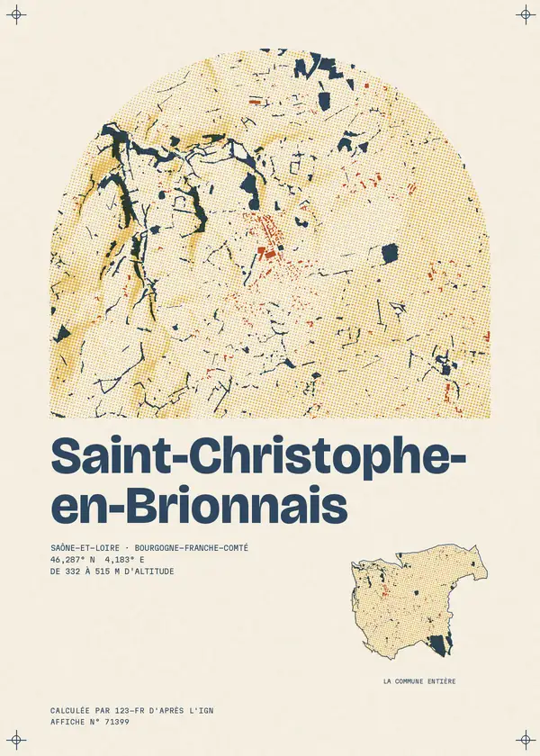 Affiche de Saint-Christophe-en-Brionnais, calculée par 123-fr d'après l'IGN