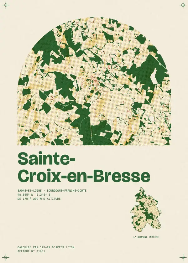 Affiche de Sainte-Croix-en-Bresse, calculée par 123-fr d'après l'IGN