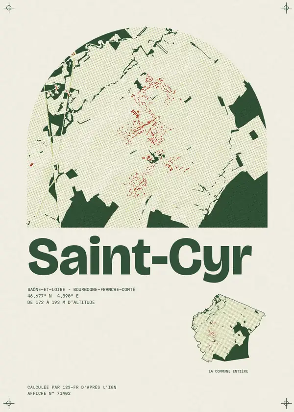 Affiche de Saint-Cyr, calculée par 123-fr d'après l'IGN