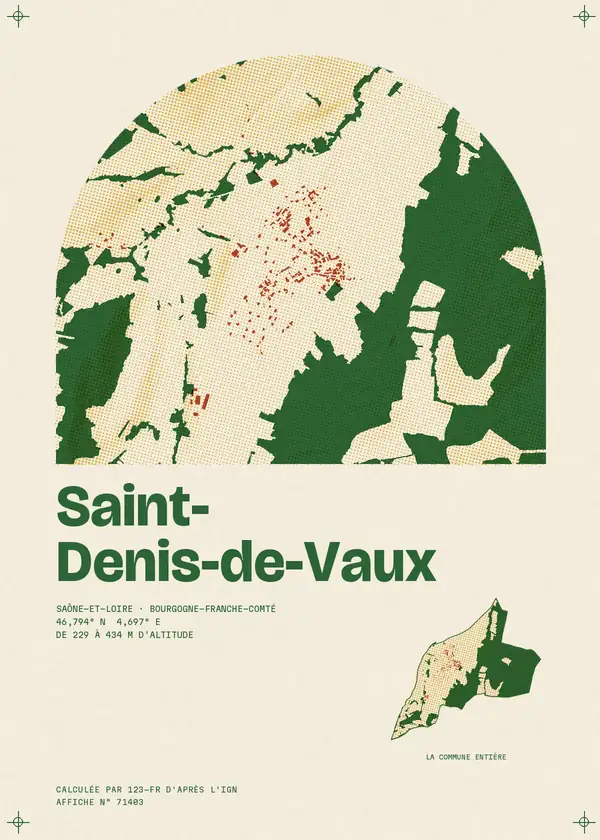 Affiche de Saint-Denis-de-Vaux, calculée par 123-fr d'après l'IGN