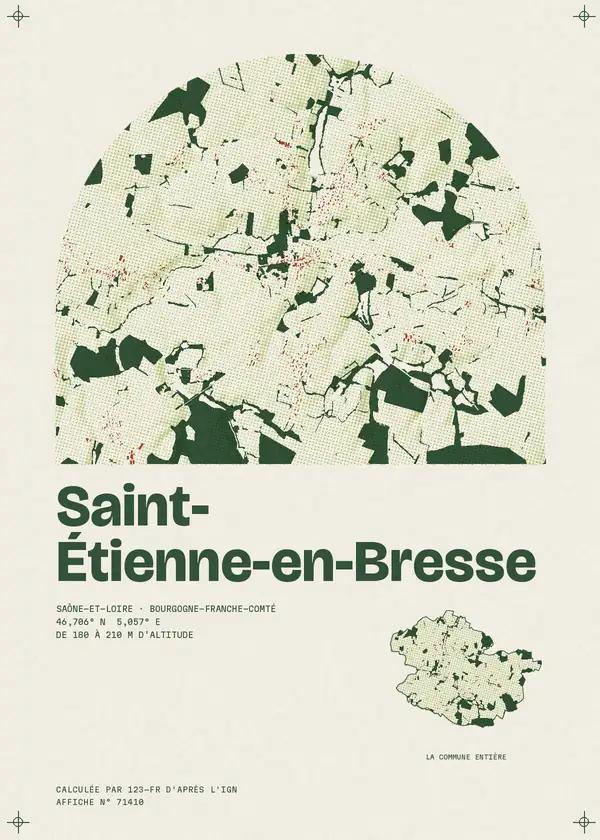 Affiche de Saint-Étienne-en-Bresse, calculée par 123-fr d'après l'IGN