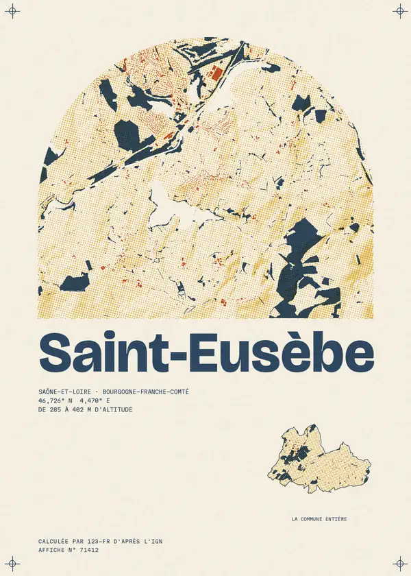 Affiche de Saint-Eusèbe, calculée par 123-fr d'après l'IGN