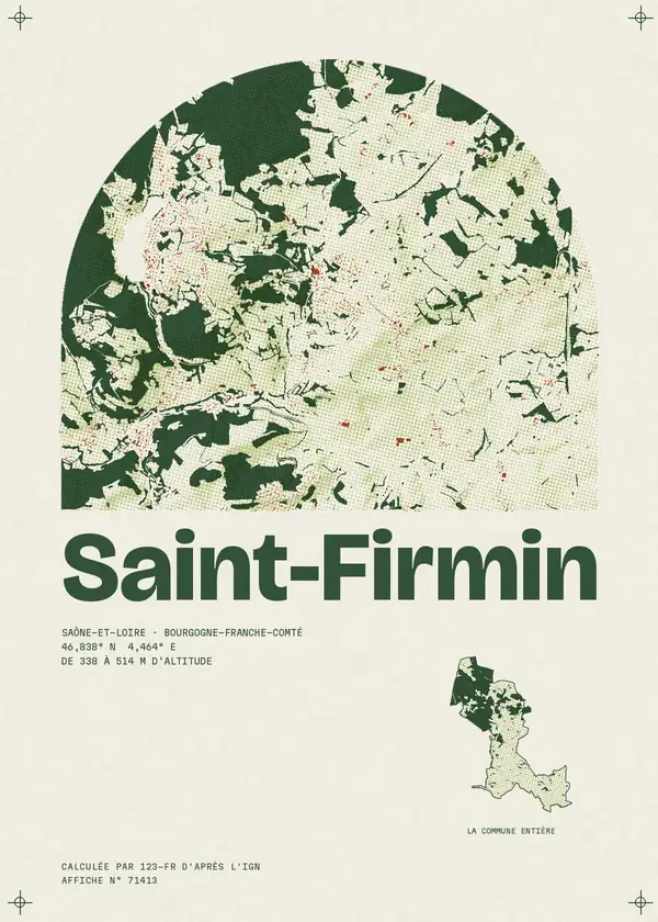 Affiche de Saint-Firmin, calculée par 123-fr d'après l'IGN