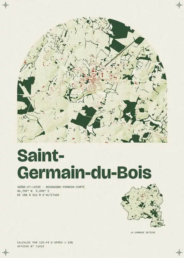 Affiche de Saint-Germain-du-Bois, calculée par 123-fr d'après l'IGN