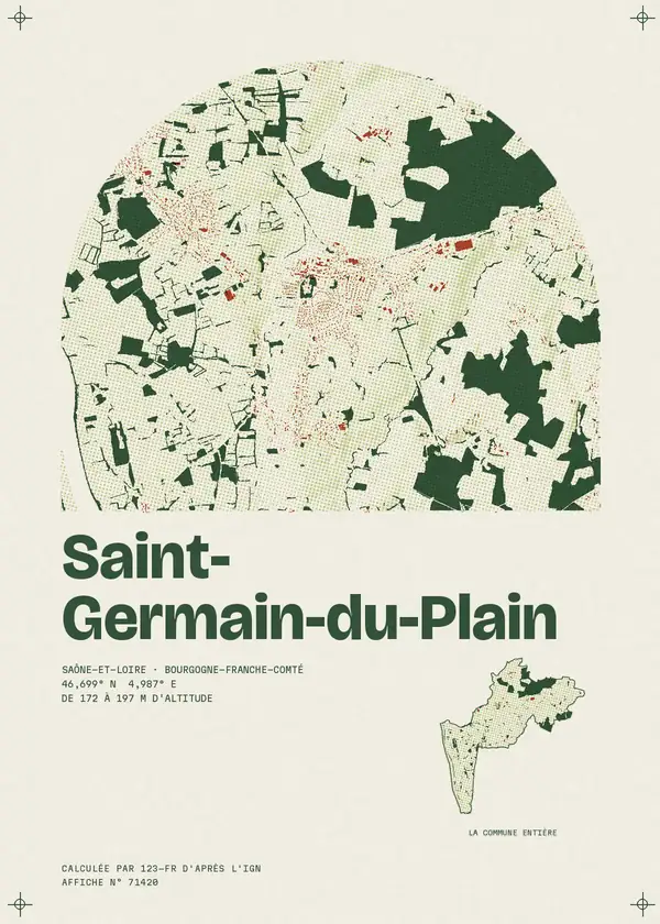 Affiche de Saint-Germain-du-Plain, calculée par 123-fr d'après l'IGN