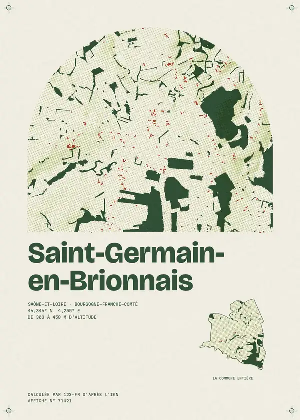 Affiche de Saint-Germain-en-Brionnais, calculée par 123-fr d'après l'IGN