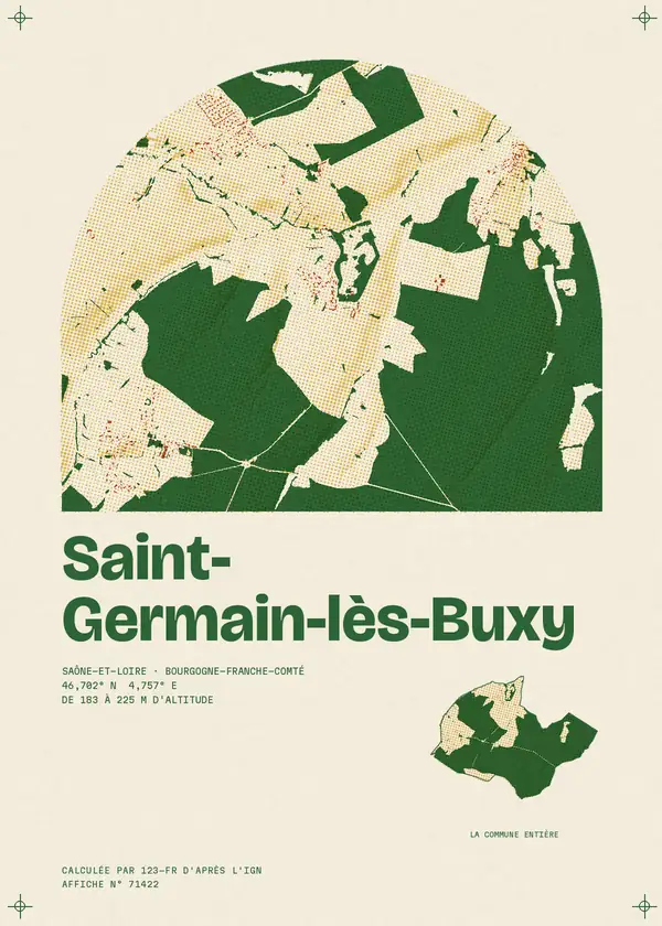 Affiche de Saint-Germain-lès-Buxy, calculée par 123-fr d'après l'IGN