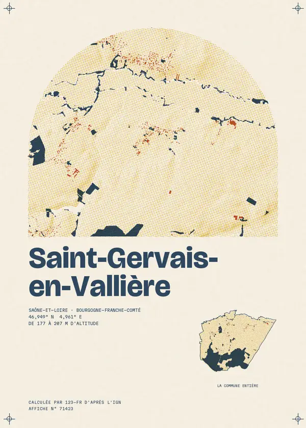 Affiche de Saint-Gervais-en-Vallière, calculée par 123-fr d'après l'IGN