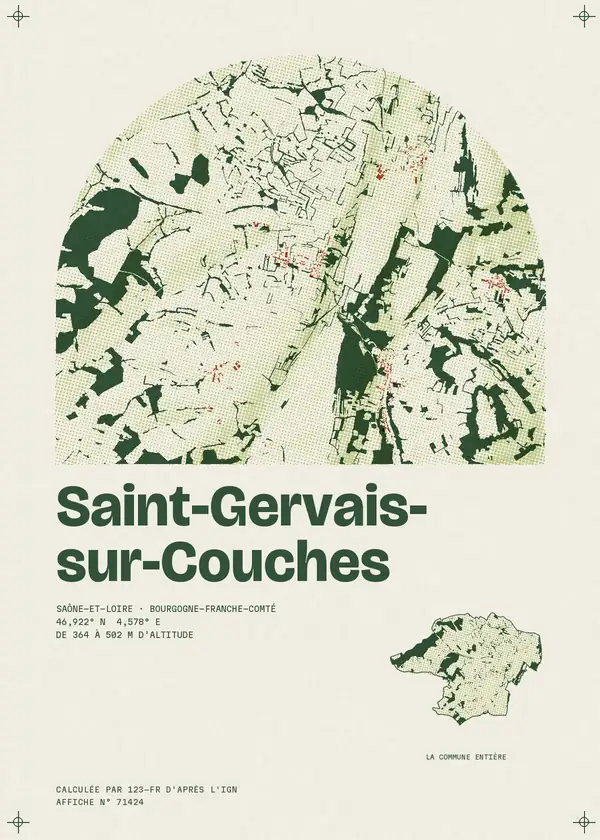 Affiche de Saint-Gervais-sur-Couches, calculée par 123-fr d'après l'IGN