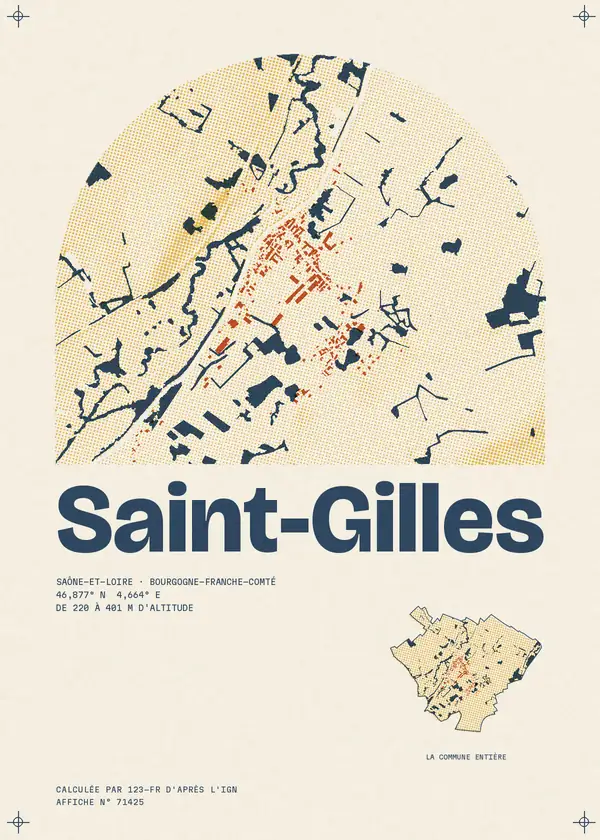 Affiche de Saint-Gilles, calculée par 123-fr d'après l'IGN
