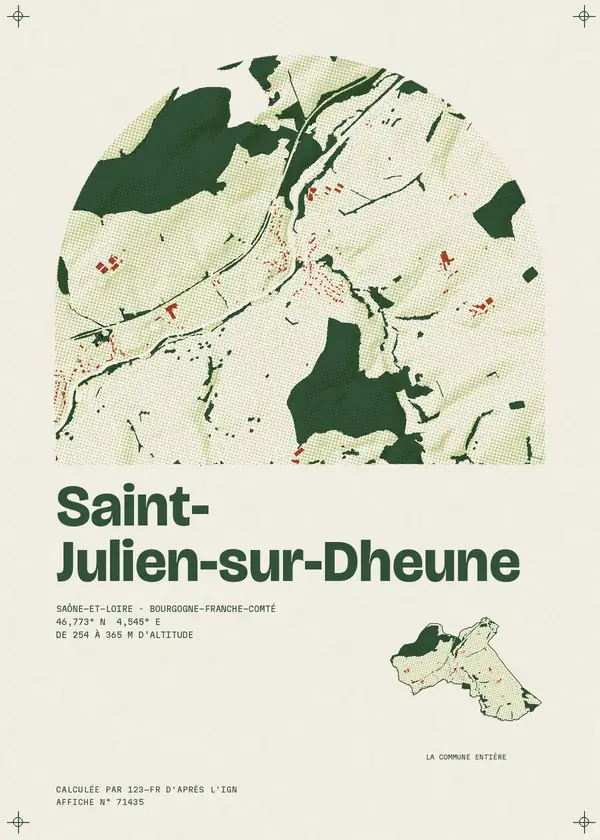Affiche de Saint-Julien-sur-Dheune, calculée par 123-fr d'après l'IGN