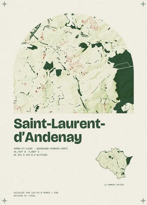 Affiche de Saint-Laurent-d'Andenay, calculée par 123-fr d'après l'IGN