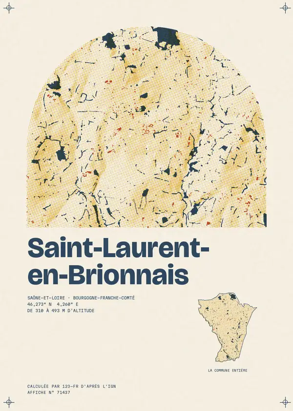 Affiche de Saint-Laurent-en-Brionnais, calculée par 123-fr d'après l'IGN