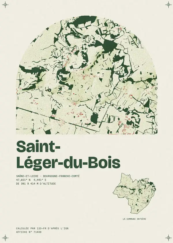 Affiche de Saint-Léger-du-Bois, calculée par 123-fr d'après l'IGN