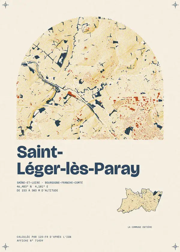 Affiche de Saint-Léger-lès-Paray, calculée par 123-fr d'après l'IGN