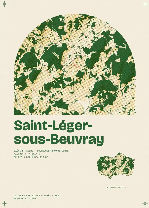 Affiche de Saint-Léger-sous-Beuvray, calculée par 123-fr d'après l'IGN