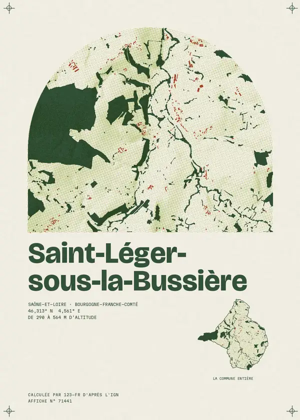 Affiche de Saint-Léger-sous-la-Bussière, calculée par 123-fr d'après l'IGN