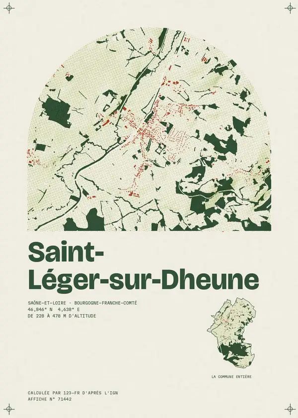 Affiche de Saint-Léger-sur-Dheune, calculée par 123-fr d'après l'IGN