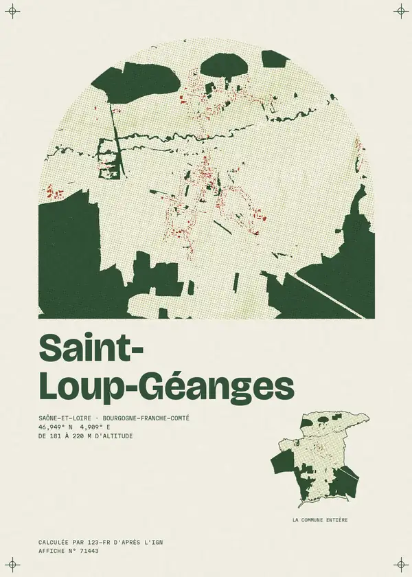 Affiche de Saint-Loup-Géanges, calculée par 123-fr d'après l'IGN