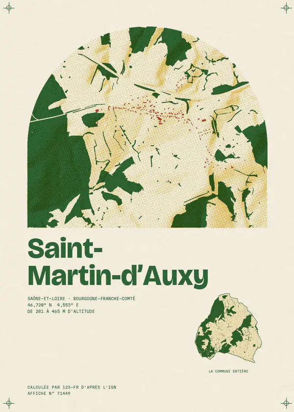 Affiche de Saint-Martin-d'Auxy, calculée par 123-fr d'après l'IGN