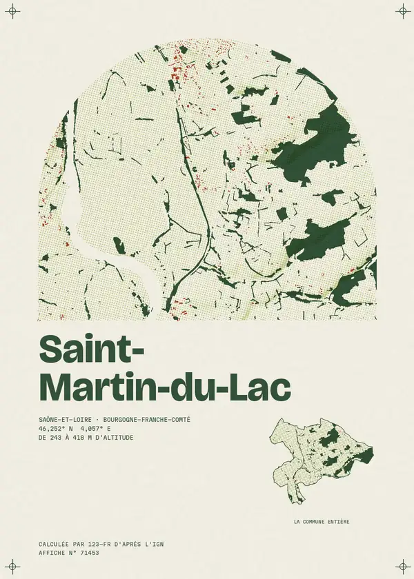 Affiche de Saint-Martin-du-Lac, calculée par 123-fr d'après l'IGN