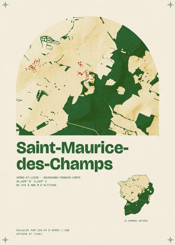 Affiche de Saint-Maurice-des-Champs, calculée par 123-fr d'après l'IGN