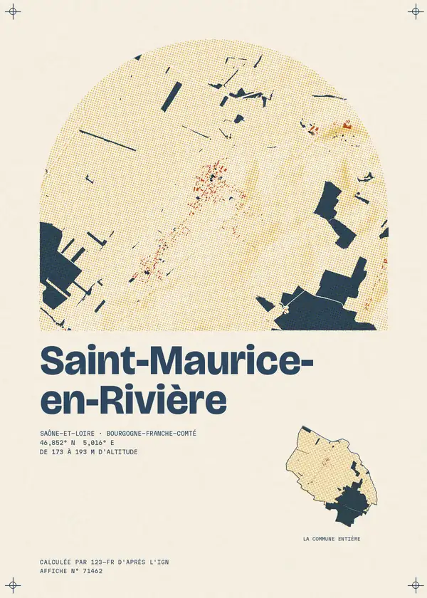 Affiche de Saint-Maurice-en-Rivière, calculée par 123-fr d'après l'IGN
