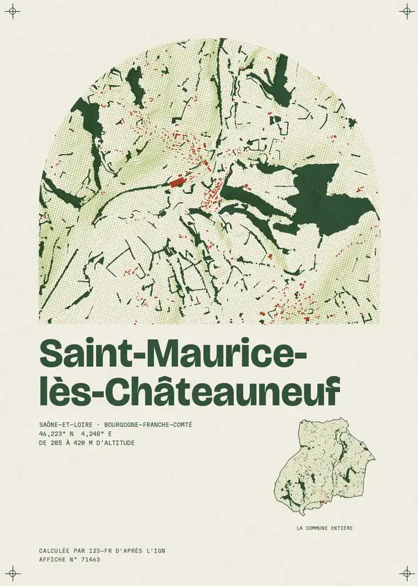 Affiche de Saint-Maurice-lès-Châteauneuf, calculée par 123-fr d'après l'IGN