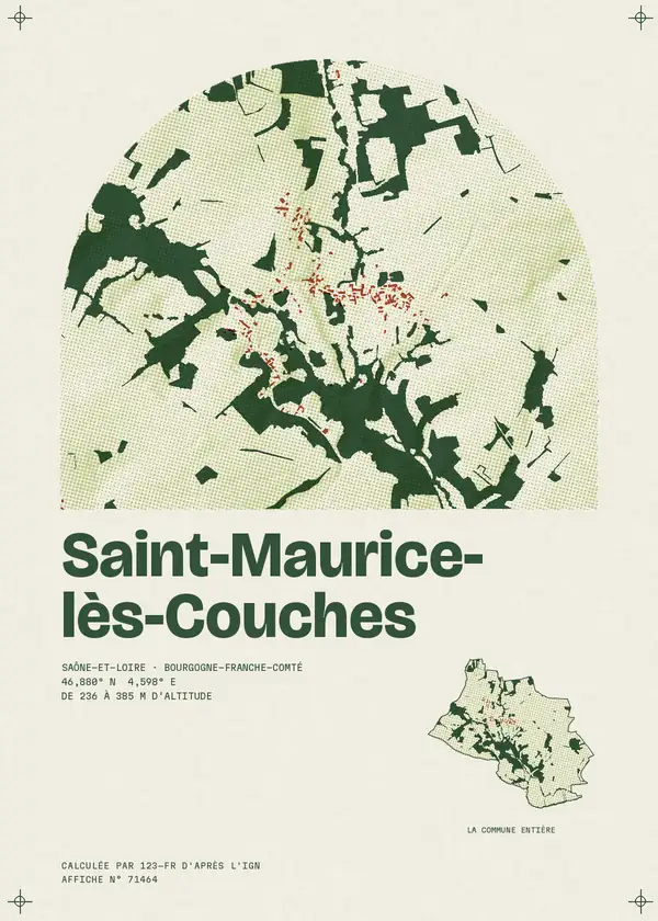 Affiche de Saint-Maurice-lès-Couches, calculée par 123-fr d'après l'IGN