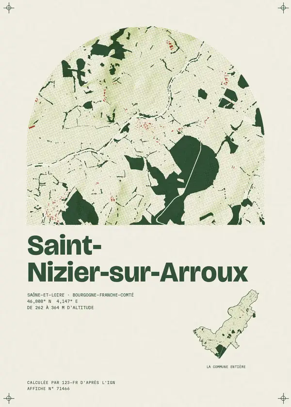 Affiche de Saint-Nizier-sur-Arroux, calculée par 123-fr d'après l'IGN