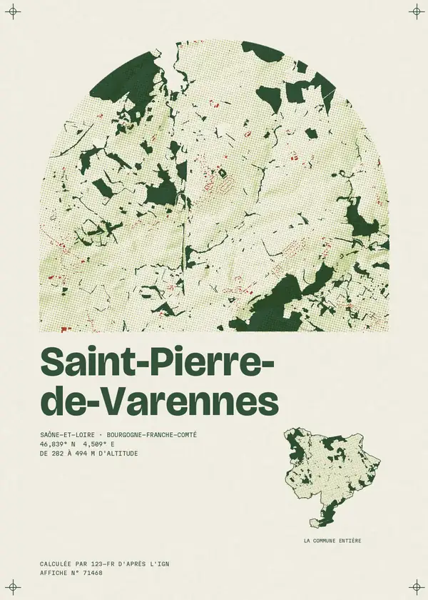 Affiche de Saint-Pierre-de-Varennes, calculée par 123-fr d'après l'IGN