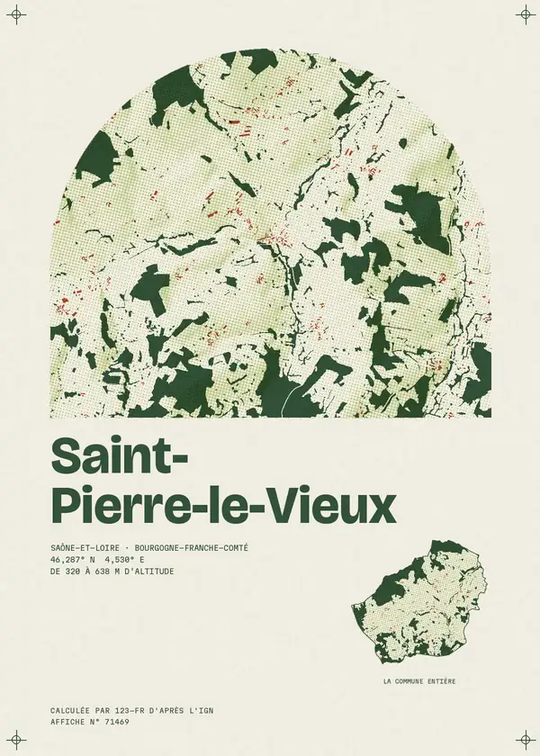 Affiche de Saint-Pierre-le-Vieux, calculée par 123-fr d'après l'IGN