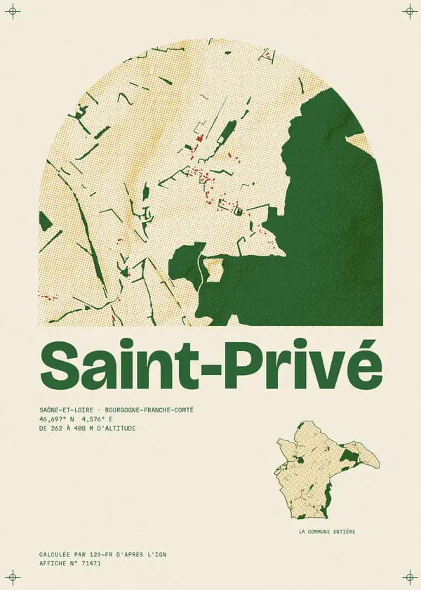 Affiche de Saint-Privé, calculée par 123-fr d'après l'IGN