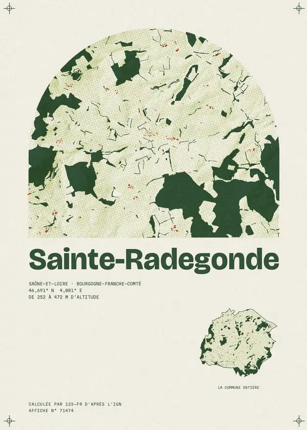 Affiche de Sainte-Radegonde, calculée par 123-fr d'après l'IGN