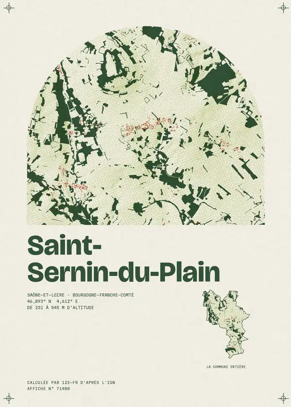 Affiche de Saint-Sernin-du-Plain, calculée par 123-fr d'après l'IGN