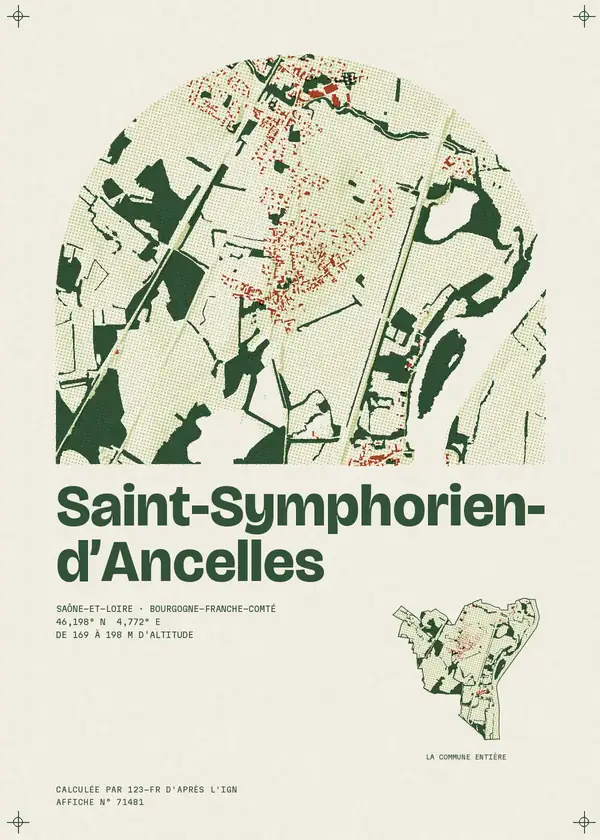Affiche de Saint-Symphorien-d'Ancelles, calculée par 123-fr d'après l'IGN