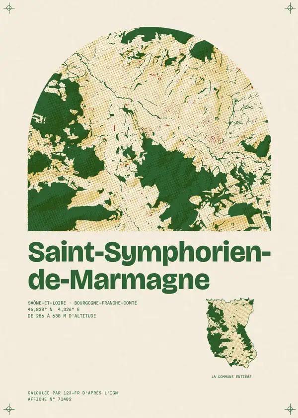 Affiche de Saint-Symphorien-de-Marmagne, calculée par 123-fr d'après l'IGN
