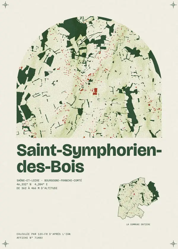 Affiche de Saint-Symphorien-des-Bois, calculée par 123-fr d'après l'IGN