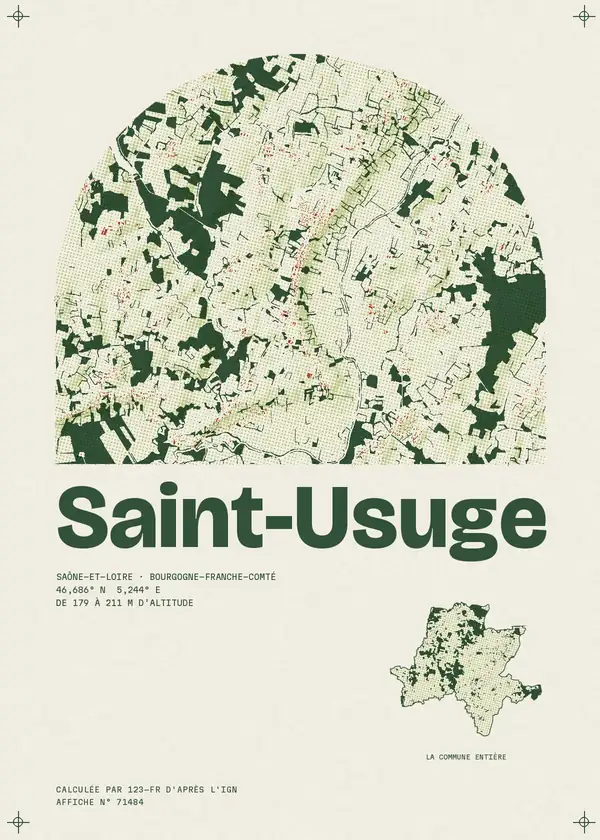 Affiche de Saint-Usuge, calculée par 123-fr d'après l'IGN