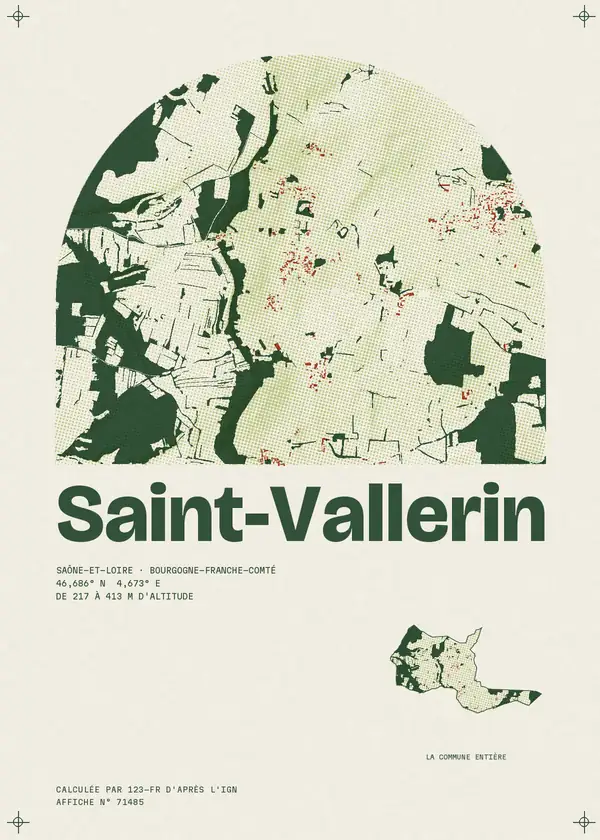 Affiche de Saint-Vallerin, calculée par 123-fr d'après l'IGN