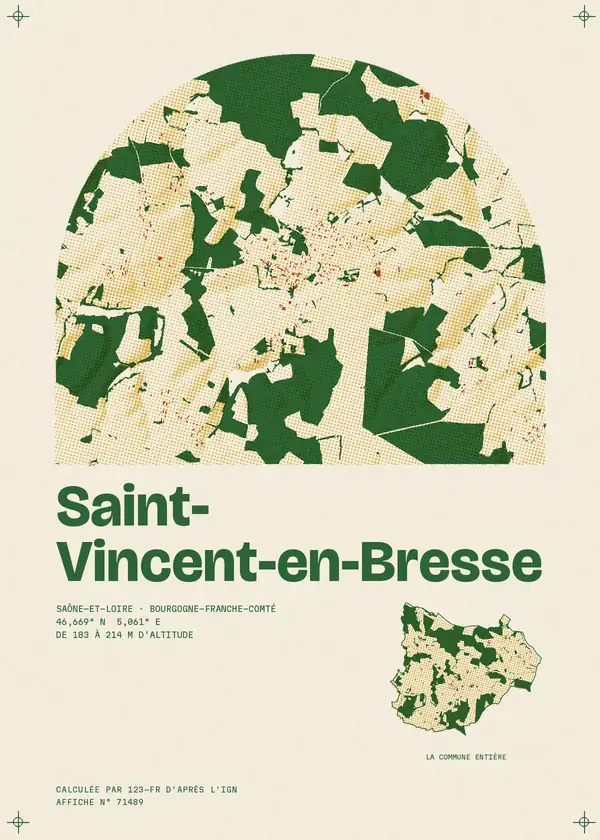 Affiche de Saint-Vincent-en-Bresse, calculée par 123-fr d'après l'IGN