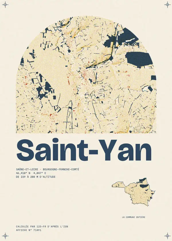 Affiche de Saint-Yan, calculée par 123-fr d'après l'IGN