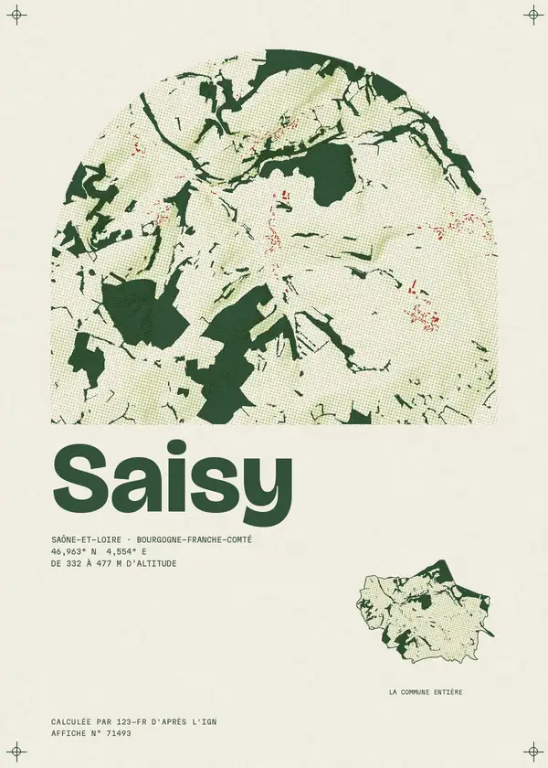 Affiche de Saisy, calculée par 123-fr d'après l'IGN
