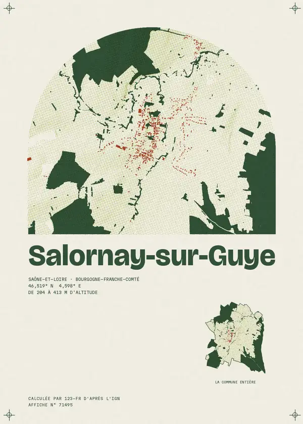 Affiche de Salornay-sur-Guye, calculée par 123-fr d'après l'IGN